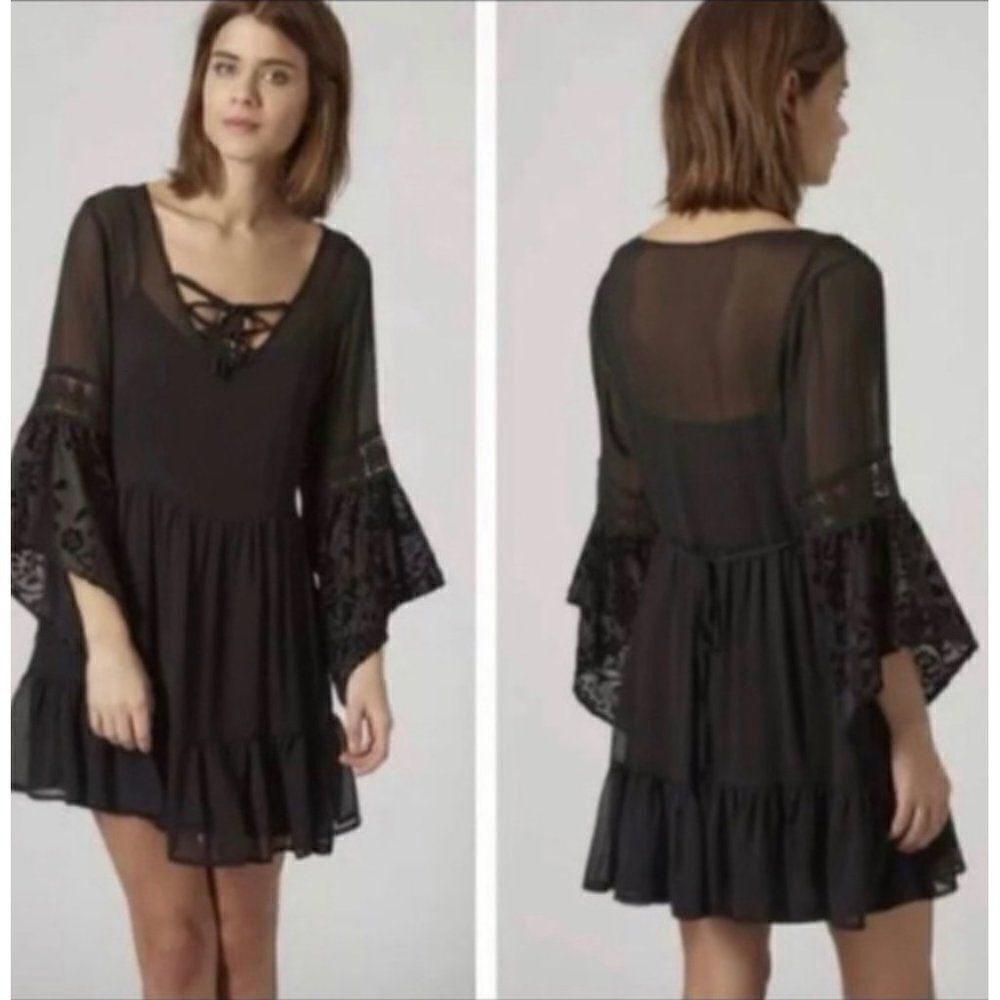 Band of Gypsies Chiffon Overlay Boho Dress Size M